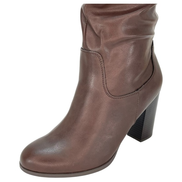 Style & Co. Saraa Chocolate Faux Leather Ruched Womens Booties Size 6M - Picture 8 of 13